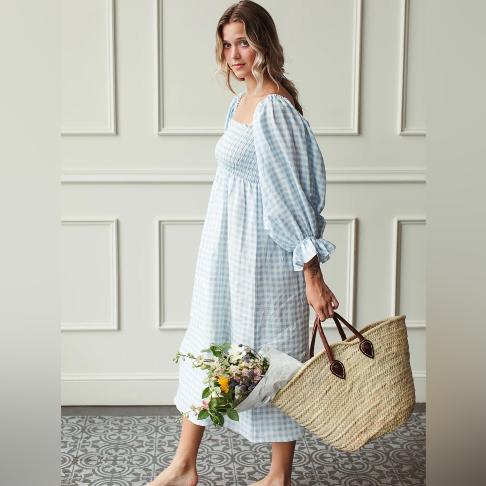 SLEEPER - Atlanta Linen Dress - Blue Vichy Blue Gingham